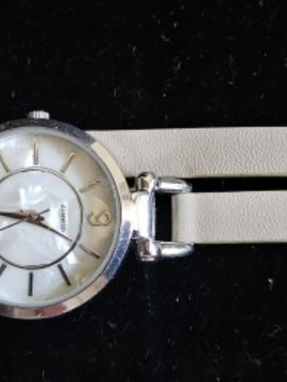 Tan Leather Double Strap Pearl Face Ladies Quartz Watch